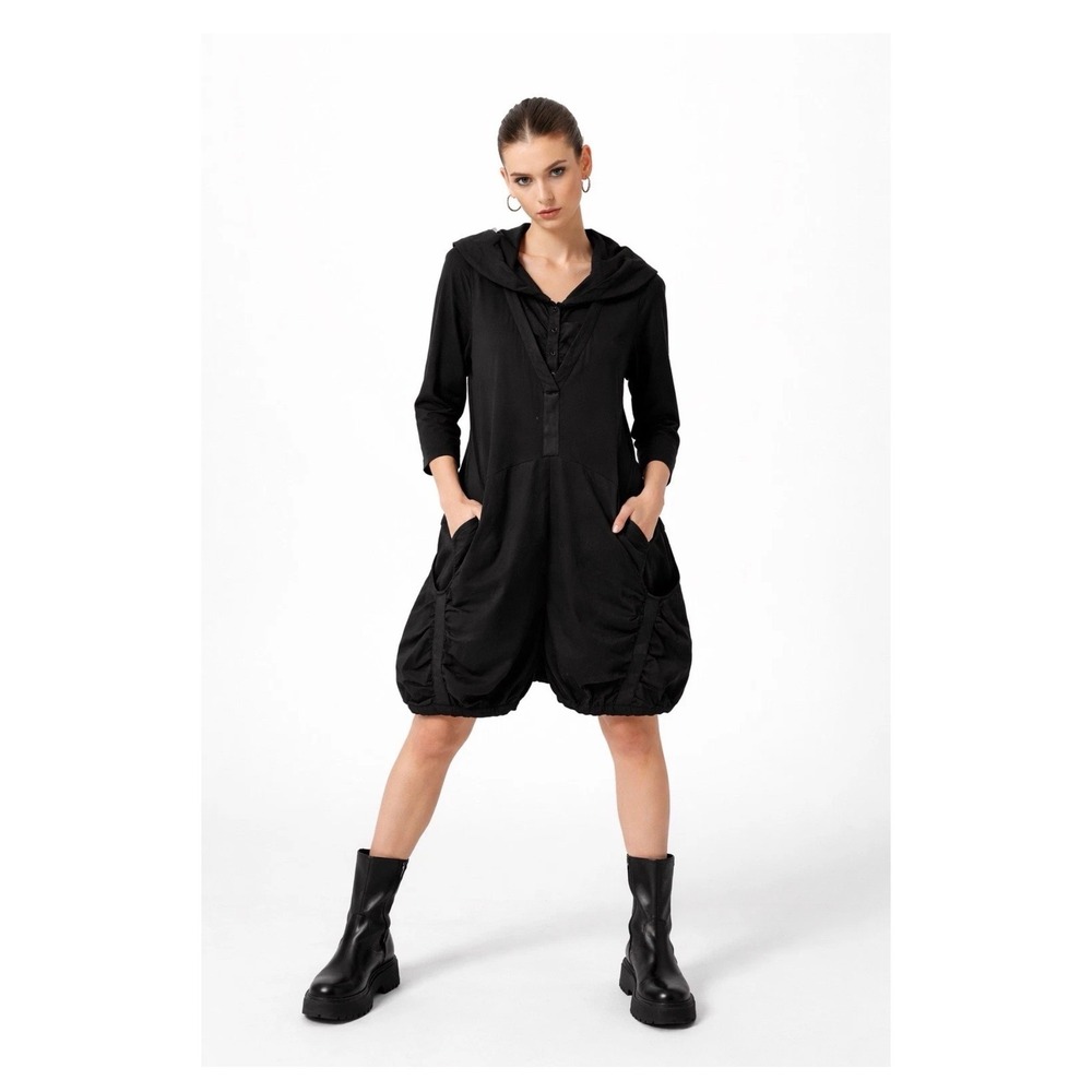 Puli Avant-Garde Bubble Hem Dress/Tunic Black EUC Lagenlook Maximalist XL